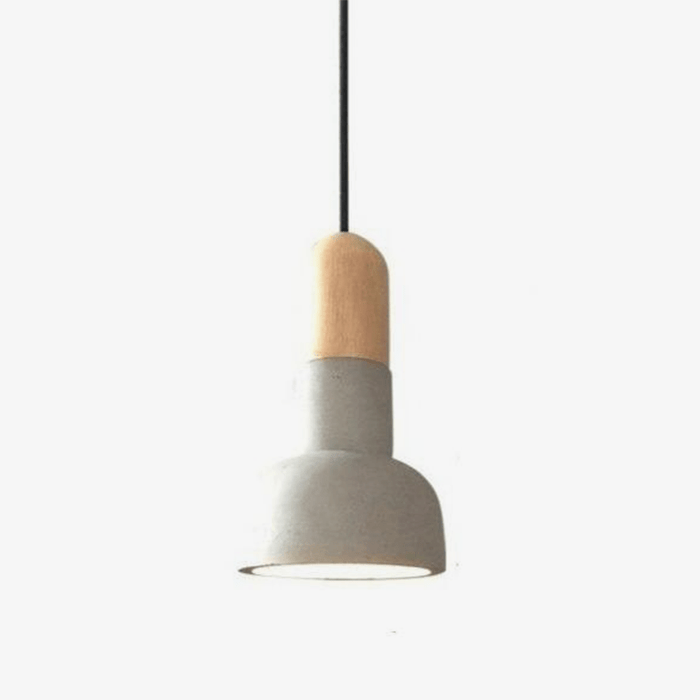 Suspension LED Arrondie en Bois et Ciment Loft