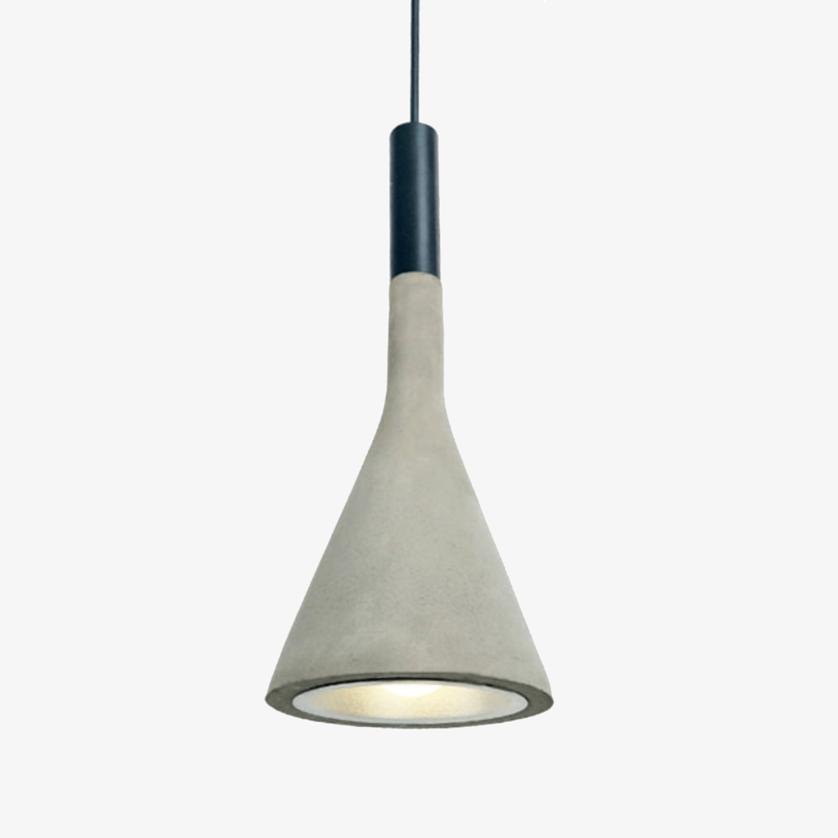 Suspension LED design avec abat-jour conique en ciment