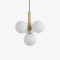 Suspension LED Luxe: Cylindre doré et boules en verre Fly