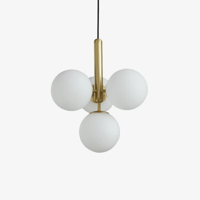 Suspension LED Luxe: Cylindre doré et boules en verre Fly