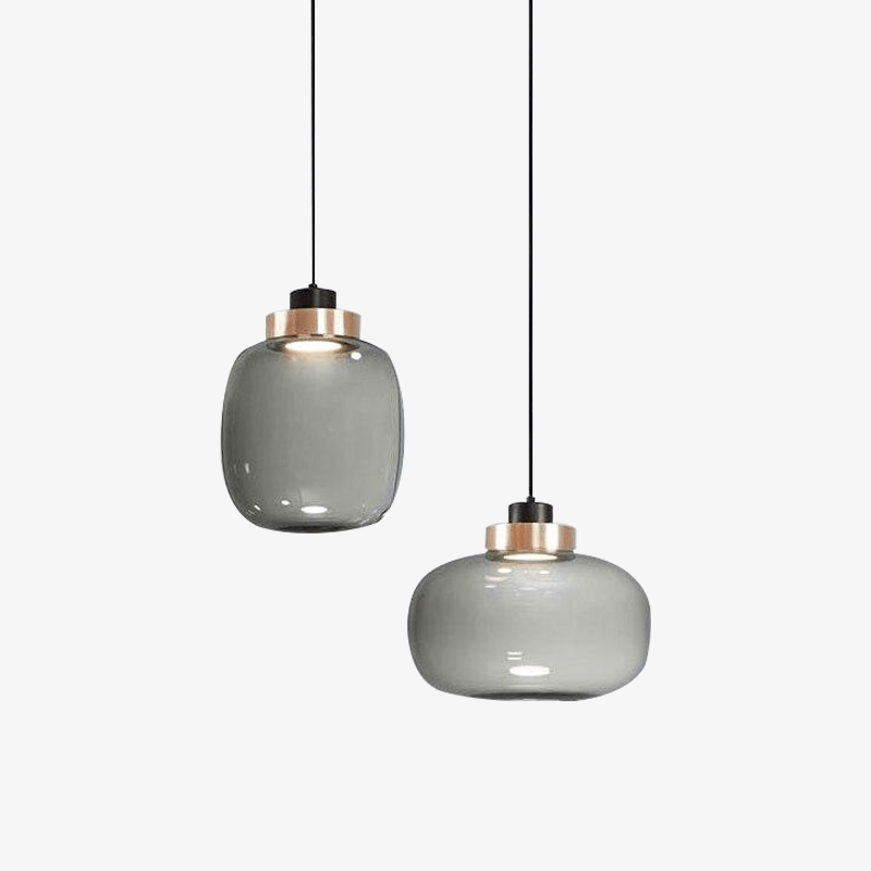 Suspension LED Sphère en Verre avec Cercle Cuivré