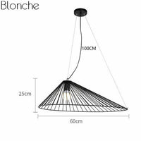 Suspension design LED - Chapeau de paille noir | Marco Lucetti