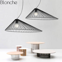 Suspension design LED - Chapeau de paille noir | Marco Lucetti