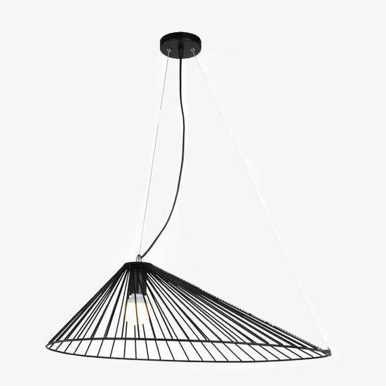 Suspension design LED - Chapeau de paille noir | Marco Lucetti