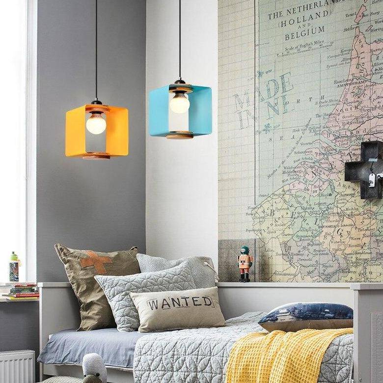 Suspension Design LED Cube Métal Coloré Loft | Marco Lucetti