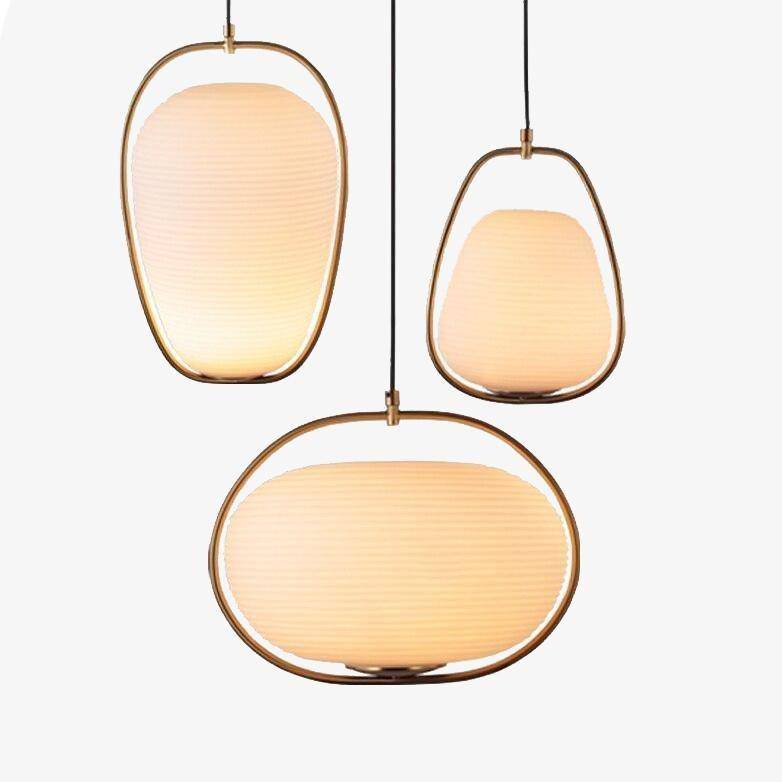 Luminaire LED doré en verre arrondi - Suspension design