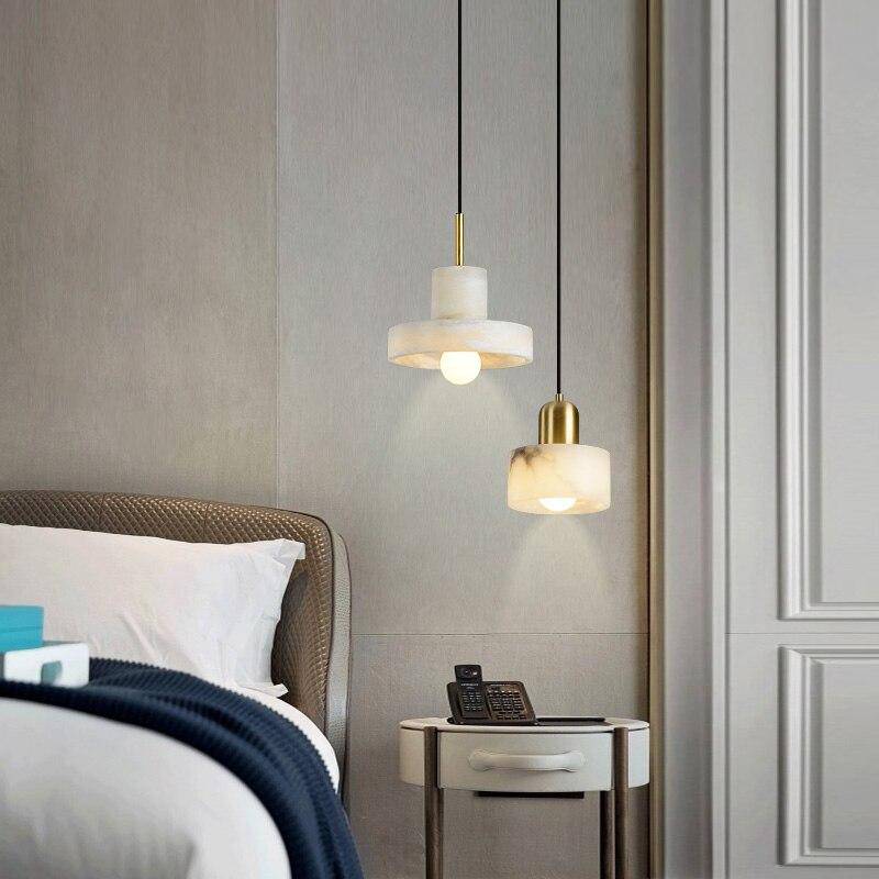Suspension design LED en marbre blanc Luxury | Marco Lucetti