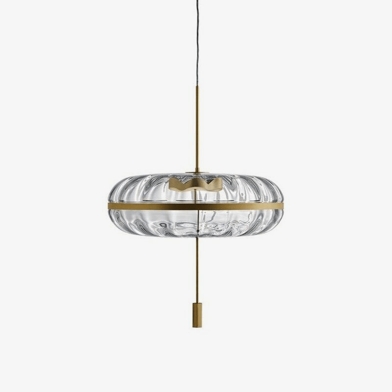Suspension LED en verre arrondi et doré de Luxe