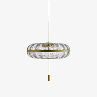 Suspension LED en verre arrondi et doré de Luxe