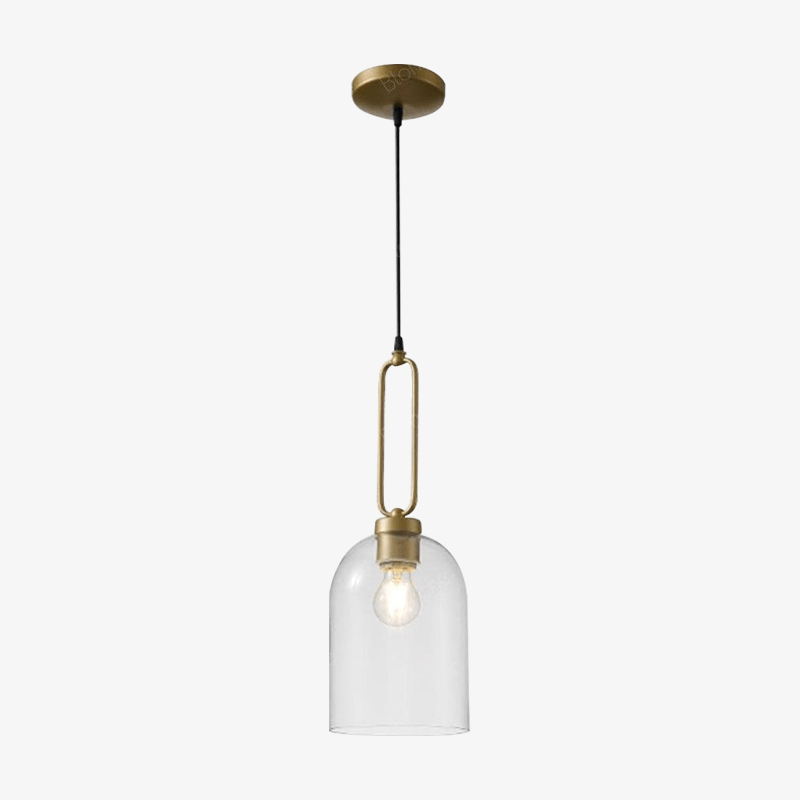 Suspension LED en verre arrondi avec anneau doré
