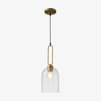 Suspension LED en verre arrondi avec anneau doré