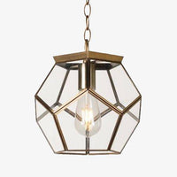 Suspension LED en verre style rétro, forme pentagonale