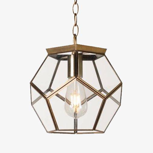 Suspension LED en verre style rétro, forme pentagonale
