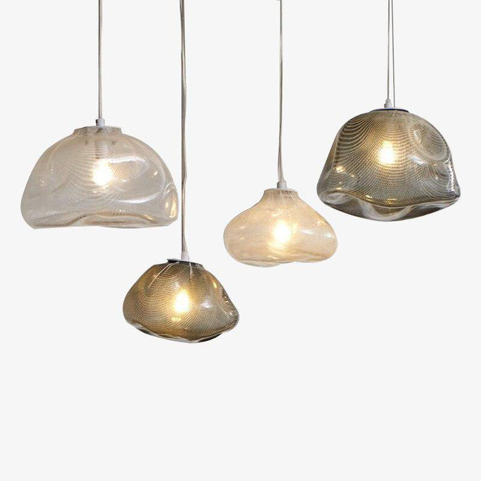Suspension LED en verre déformé coloré Loft