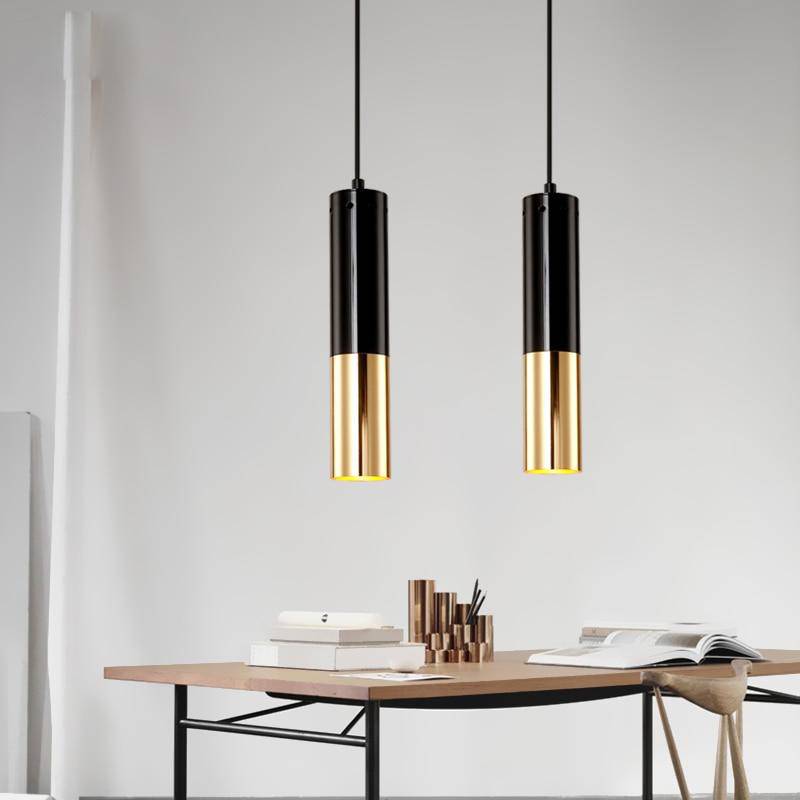 Suspension design LED Faryto en métal noir et doré | Marco Lucetti