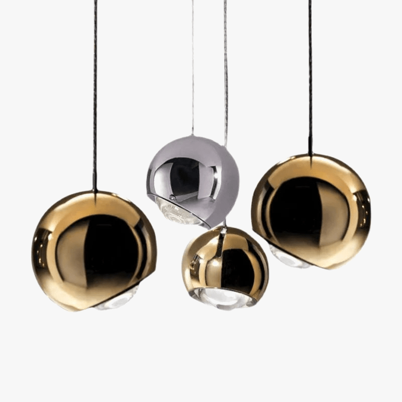 Suspension design LED rotative en métal chromé doré - Parfait pour votre bar, restaurant ou café | Marco Lucetti
