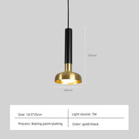 Suspension Design Luxe LED Cylindre & Abat-jour Doré | Marco Lucetti
