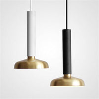 Suspension Design Luxe LED Cylindre & Abat-jour Doré | Marco Lucetti
