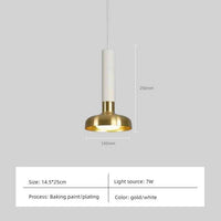 Suspension Design Luxe LED Cylindre & Abat-jour Doré | Marco Lucetti Blanc