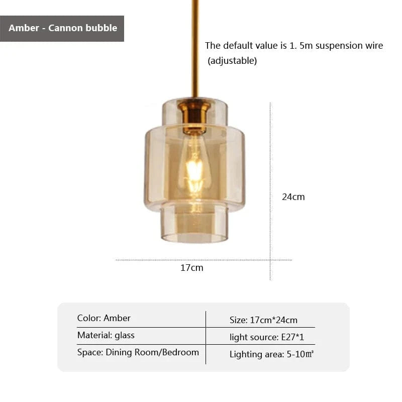 Suspension Design Nordique en Verre LED - Luminaire Décoratif d'Intérieur | Marco Lucetti Ambre-D17cm / Blanc froid