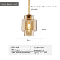 Suspension Design Nordique en Verre LED - Luminaire Décoratif d'Intérieur | Marco Lucetti Ambre-D17cm / Blanc froid