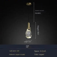 Suspension design nordique "Ice Crystal" en cristal et cuivre pour bar ou table | Marco Lucetti 1 LUMIÈRE / Blanc froid