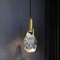 Suspension design nordique "Ice Crystal" en cristal et cuivre pour bar ou table | Marco Lucetti