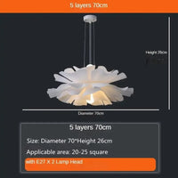 Suspension design nordique pour chambre salon bar lampe à manger chambre d'enfants - Lustre à fleurs blanches scandinave | Marco Lucetti Diamètre70cm / Blanc froid