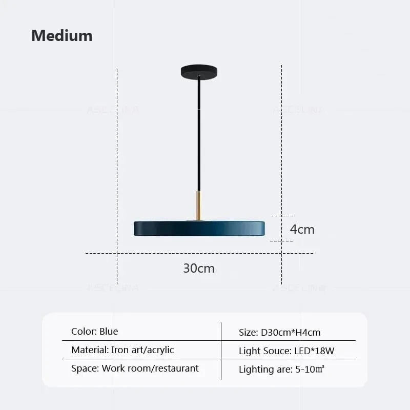 Suspension Discobright LED - Éclairage Moderne Suspendu - Décoration Luminaire Lustre | Marco Lucetti LPL124 Bleu 30cm / Gradation continue-RC
