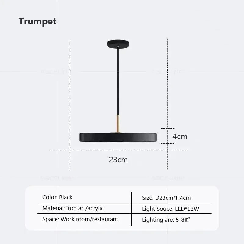 Suspension Discobright LED - Éclairage Moderne Suspendu - Décoration Luminaire Lustre | Marco Lucetti LPL124 Noir 23cm / Blanc chaud-Pas de RC