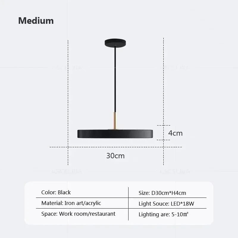 Suspension Discobright LED - Éclairage Moderne Suspendu - Décoration Luminaire Lustre | Marco Lucetti LPL124 Noir 30cm / Blanc chaud-Pas de RC