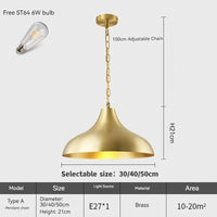 Suspension dorée en laiton américain de style moderne. | Marco Lucetti A type / 30 cm / Blanc chaud