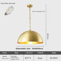 Suspension dorée en laiton américain de style moderne. | Marco Lucetti Type B / 50 cm / Blanc chaud