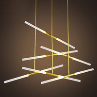 Suspension dorée en tube design chic | Marco Lucetti 12 lampes