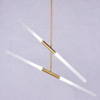 Suspension dorée en tube design chic | Marco Lucetti 4 lampes