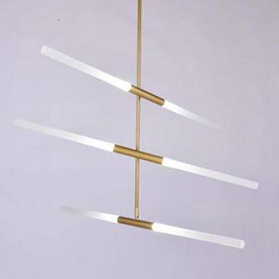 Suspension dorée en tube design chic | Marco Lucetti 6 lampes