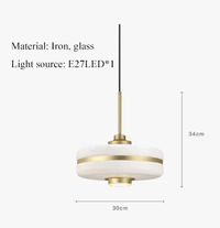 Suspension Dorée en Verre Laiteux | Marco Lucetti