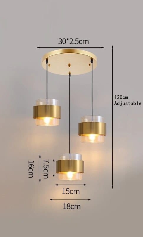 Suspension dorée en verre. | Marco Lucetti Ambre B / Blanc froid