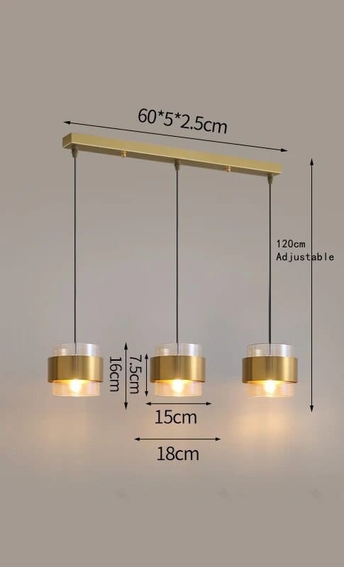 Suspension dorée en verre. | Marco Lucetti Ambre C / Blanc froid