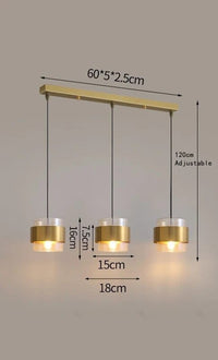 Suspension dorée en verre. | Marco Lucetti Ambre C / Blanc froid
