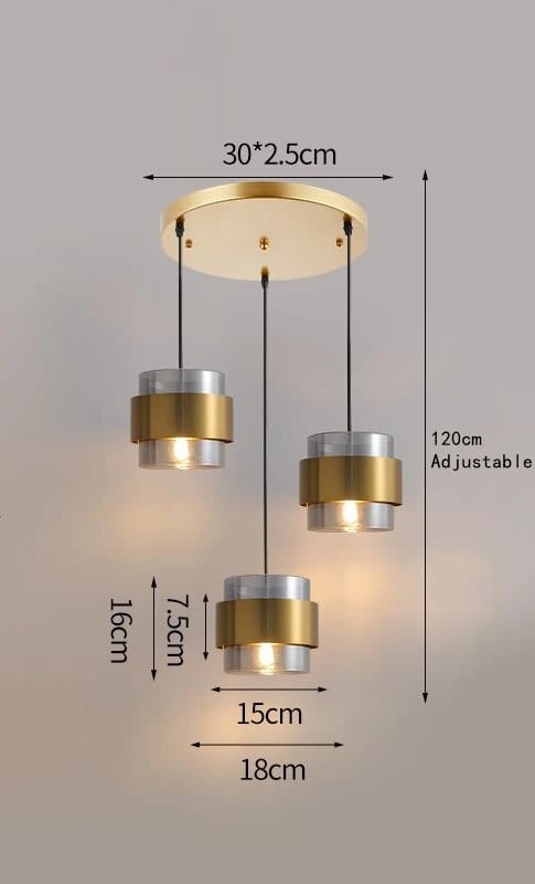 Suspension dorée en verre. | Marco Lucetti Gris fumé B / Blanc froid