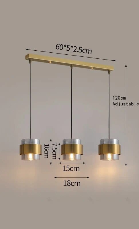 Suspension dorée en verre. | Marco Lucetti Gris fumé C / Blanc froid