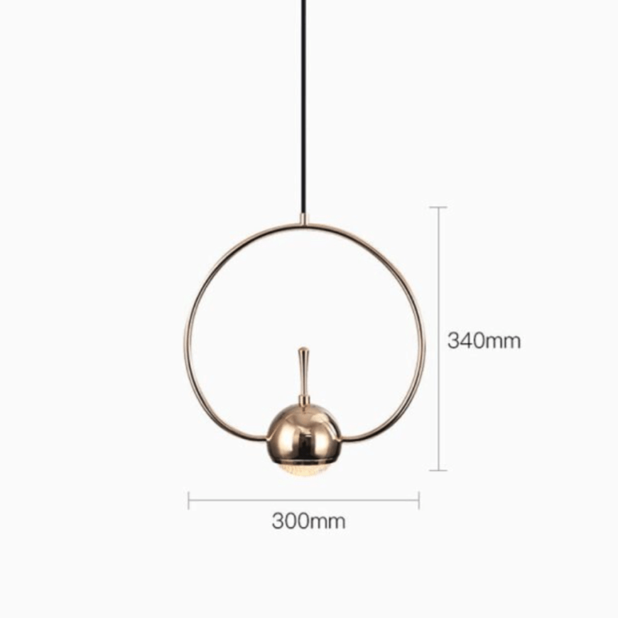 Suspension dorée LED aux formes design. | Marco Lucetti 30 x 34cm