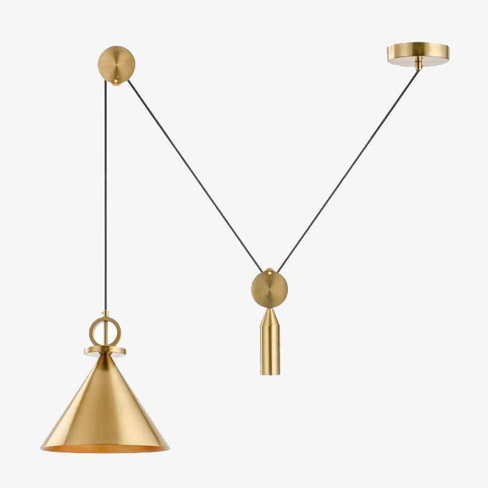 Suspension dorée LED - Fil Pulley | Marco Lucetti