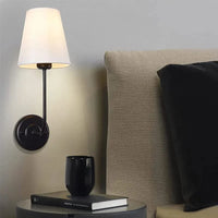 Suspension Double Vintage Antique à 2 Lumières avec Entonnoir Évasé et Abat-jour en Tissu Beige en Lin | Marco Lucetti