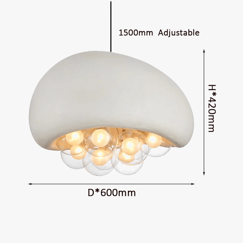 Suspension Droplight Wabi Sabi pour une salle à manger minimaliste et créative, couleur crème | Marco Lucetti