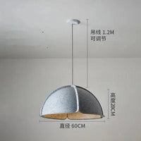 Suspension Éclairage acoustique Feutre Postmoderne Minimaliste Brandé pour Salon Chambre Salle à Manger | Marco Lucetti Gris 60cm
