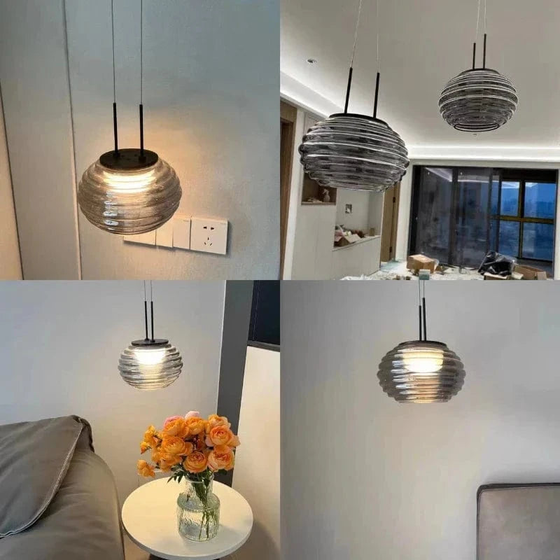 Suspension Élégance en verre fumé gris. | Marco Lucetti