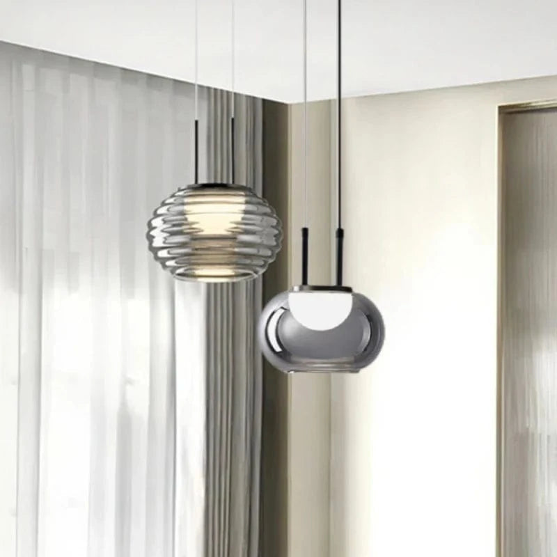 Suspension Élégance en verre fumé gris. | Marco Lucetti