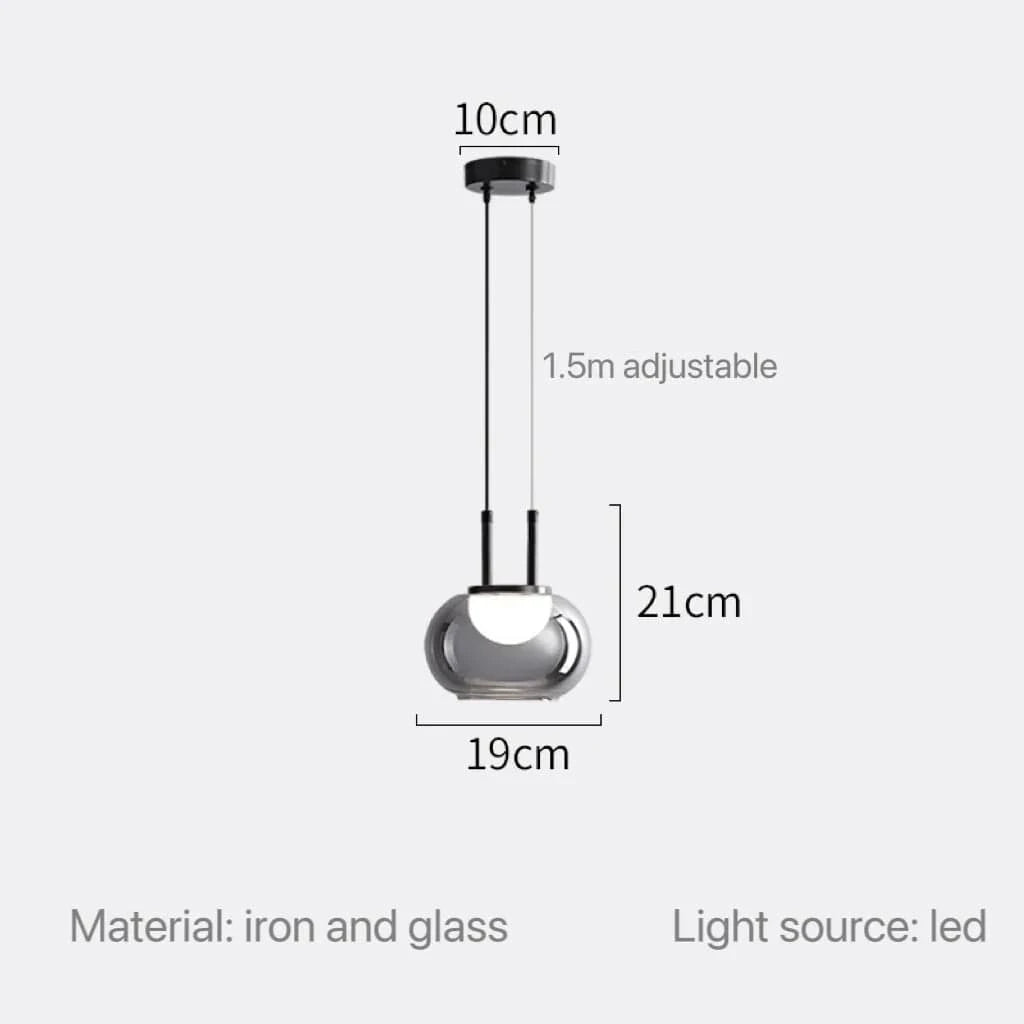 Suspension Élégance en verre fumé gris. | Marco Lucetti B-petit / Blanc froid